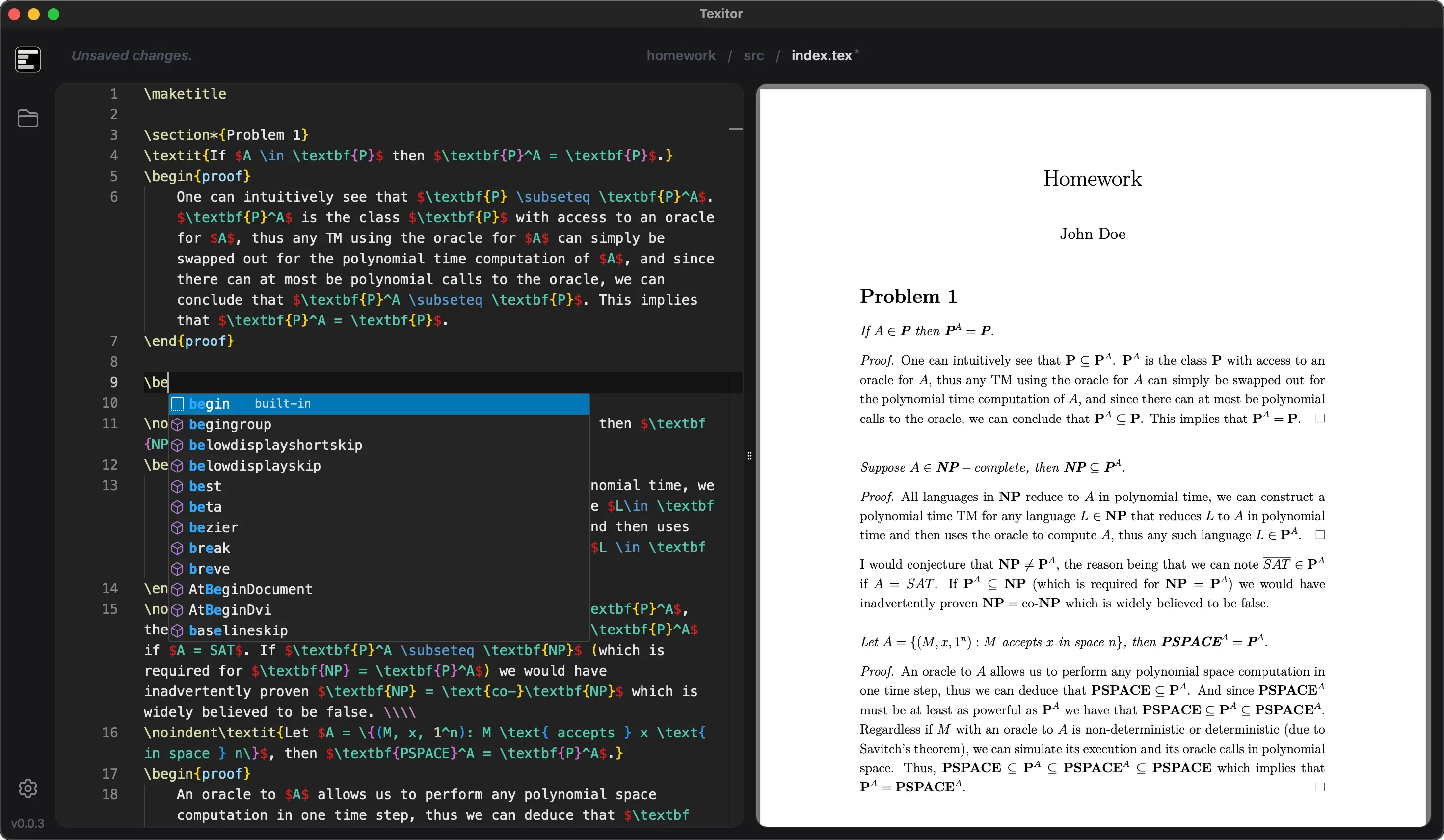 Texitor screenshot
